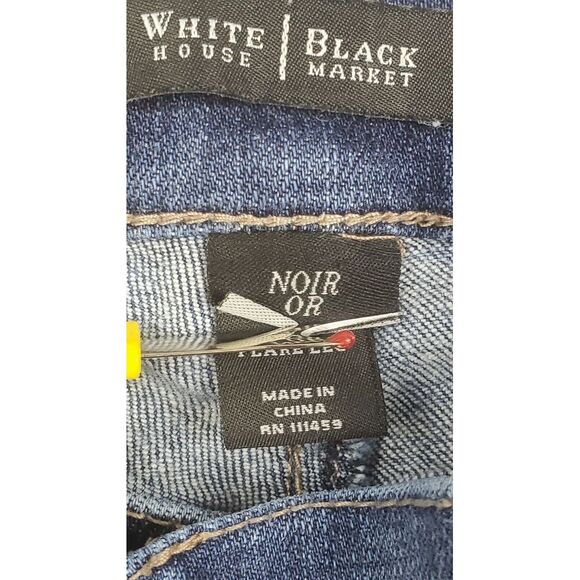 White House Black Market Jeans 26 Blue Flare Noir Stretch Dark‎ Wash - Picture 4 of 11